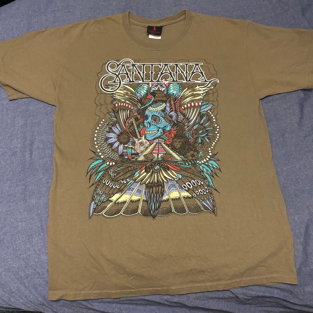 Santana Skull Aztec Guitar T Shirt